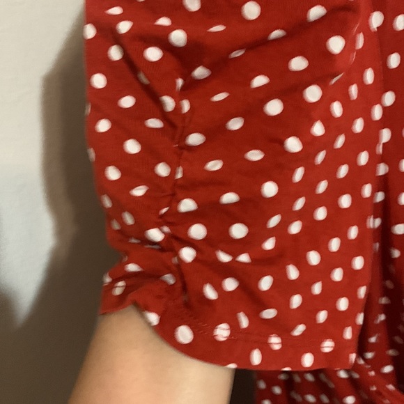 Loretta red and white polka dot mid lower thigh dress - Picture 3 of 8